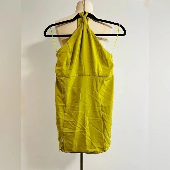 Urban Outfitters Jillian Satin Halter Mini Dress in Light Green Size Large NWOT - Picture 2 of 13